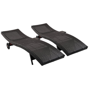 K&K 80'' Patio Wicker Chaise Lounge Chairs Set of 2