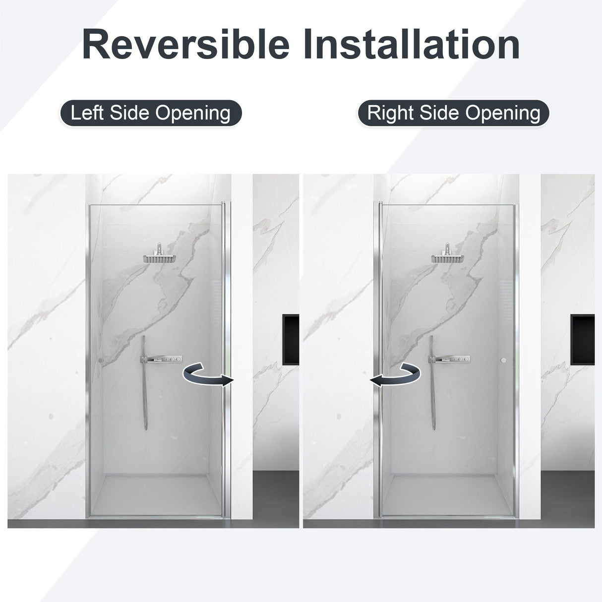 Semi Frameless Circular Pivot Shower Door With 1 / 4" Sgcc Tempered Glass