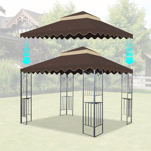 10x10 Ft Outdoor Patio Gazebo Replacement Canopy - Brown