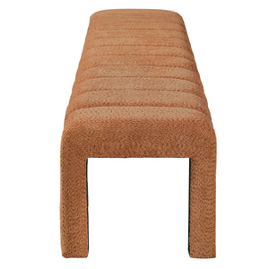 63-Inch Modern Minimalist Multi-Functional Boucle Bench in Orange