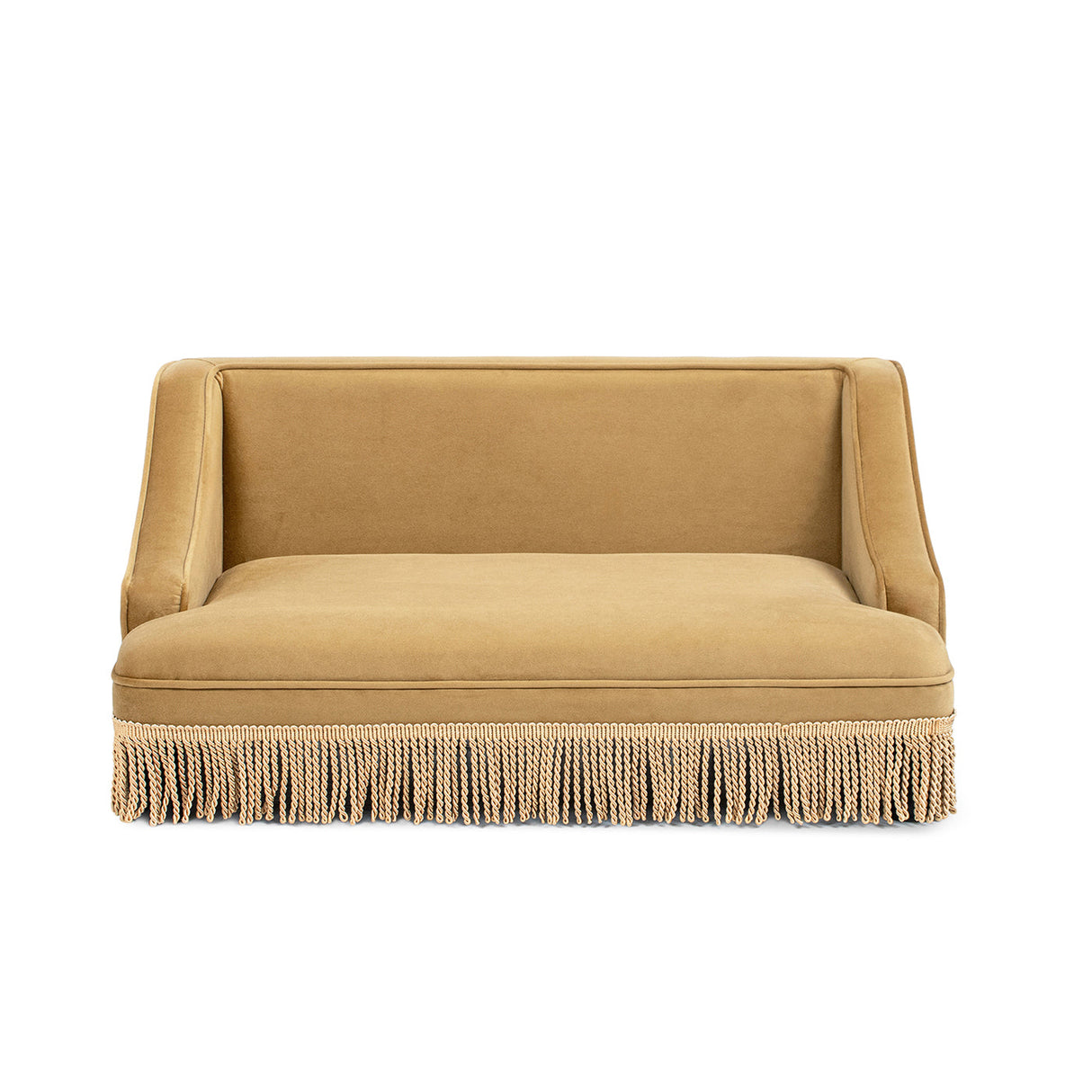 Duchess 33' Medium Princess Pet Bed Sofa with Fringe Skirt, Gold Yellow Performance Velvet