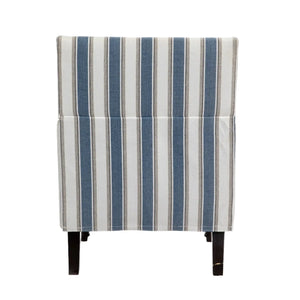Upholstered Accent Chair with Striped Linen Fabric and Nailhead Trim