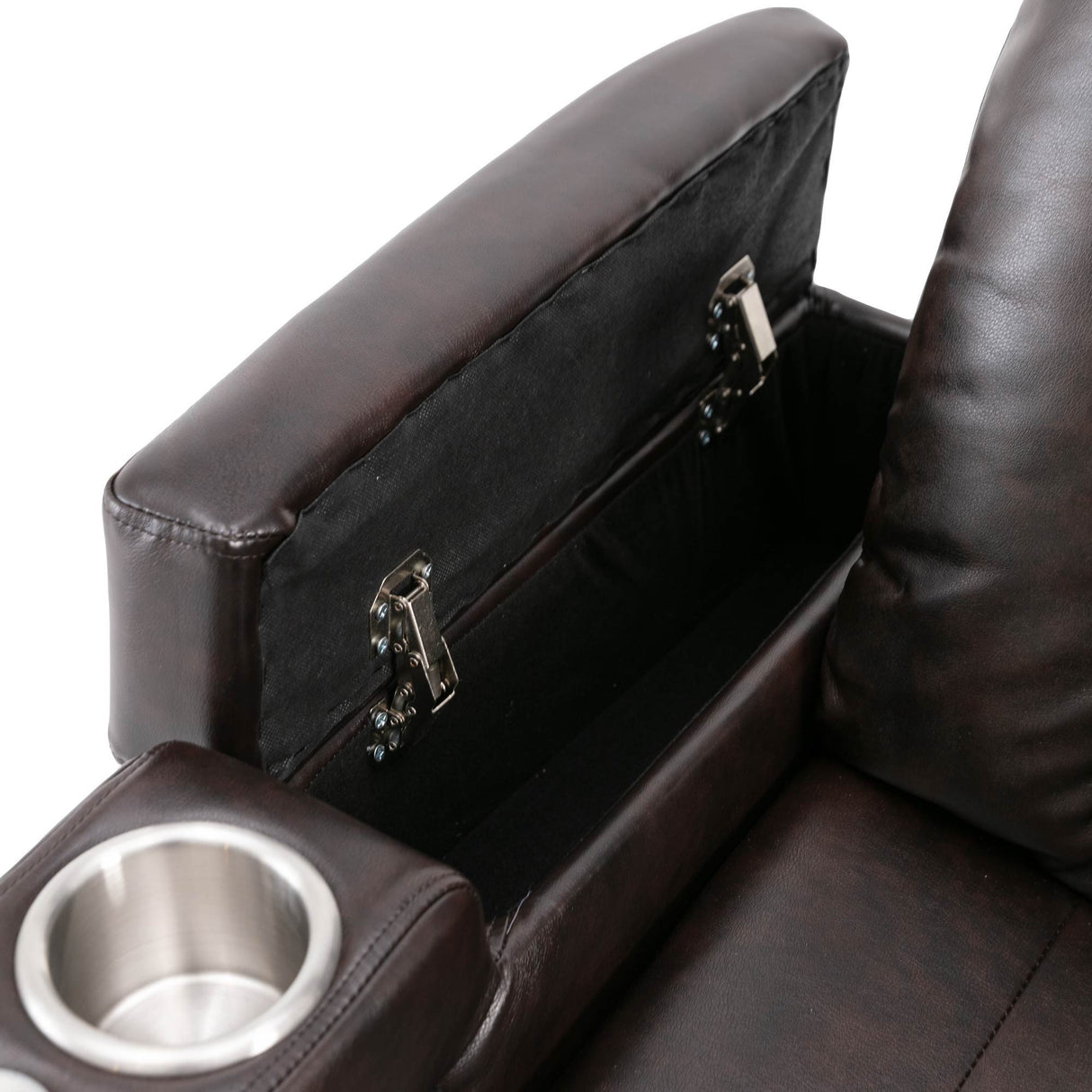 Power Recliner With Storage Arms, Cupholders, Swivel Tray Table And Cell Phone Stand - Brown