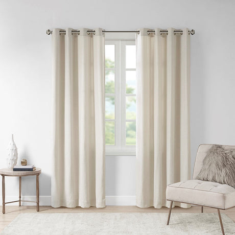 Plaid rod pocket and back tab curtain panel with fleece lining