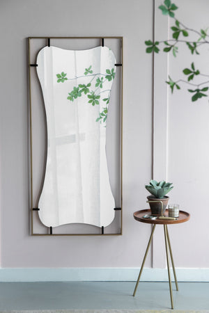 28x1.5x60' Poppy Mirror with Gold Metal Frame Contemporary Wall Decor