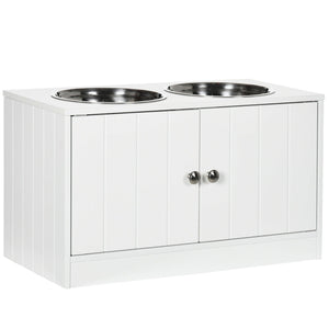 Large Elevated Dog Bowls with Storage Cabinet - Stainless Steel Feeder