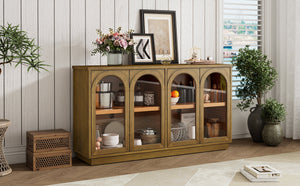 TREXM 4-Door Large Storage Buffet Cabinet with Glass Doors