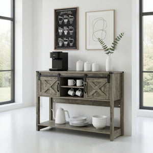 Farmhouse Entryway Table With Sliding Barn Door