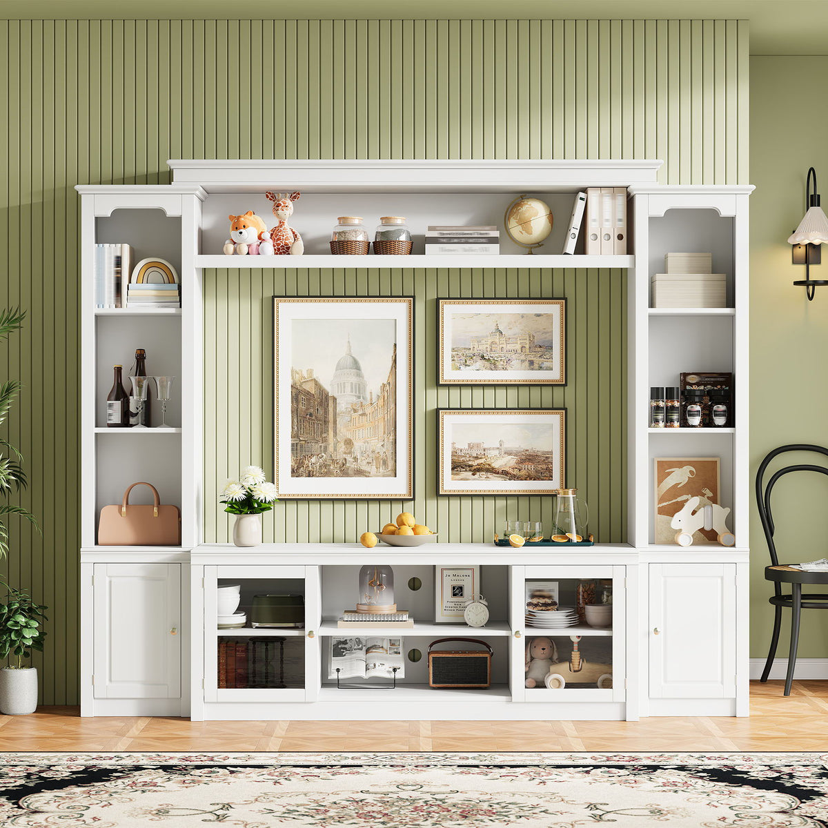 All-In-One TV Stand with Bookcase for TVs Up To 65" - Black or White