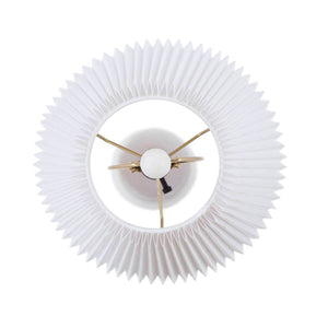 Textured Ceramic Table Lamp with Fluted Fabric Shade - White