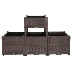 Indoor / Outdoor Rectangular Plastic Planting Box Kit For Vegetables, Herbs, Flowers & Succulents, Coffee, Polypropylene, 62.80" - Coffee