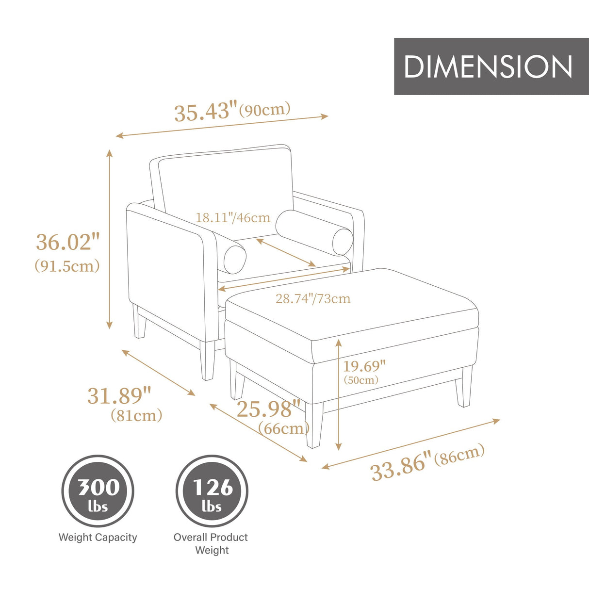 Oversized 360 Degree Swivel Barrel Accent Chair And Ottoman Set With Storage