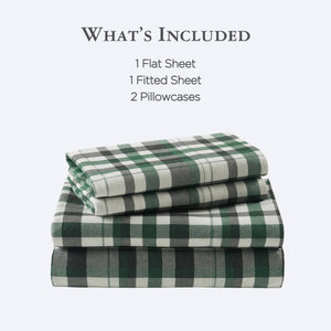 4 Pieces Queen 100% Cotton Flannel Printed Sheet Set Finton