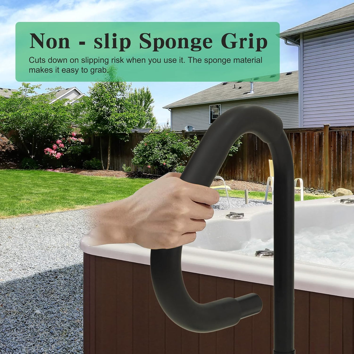 Hot Tub Handrail With Adjustable Height and 360° Swivel