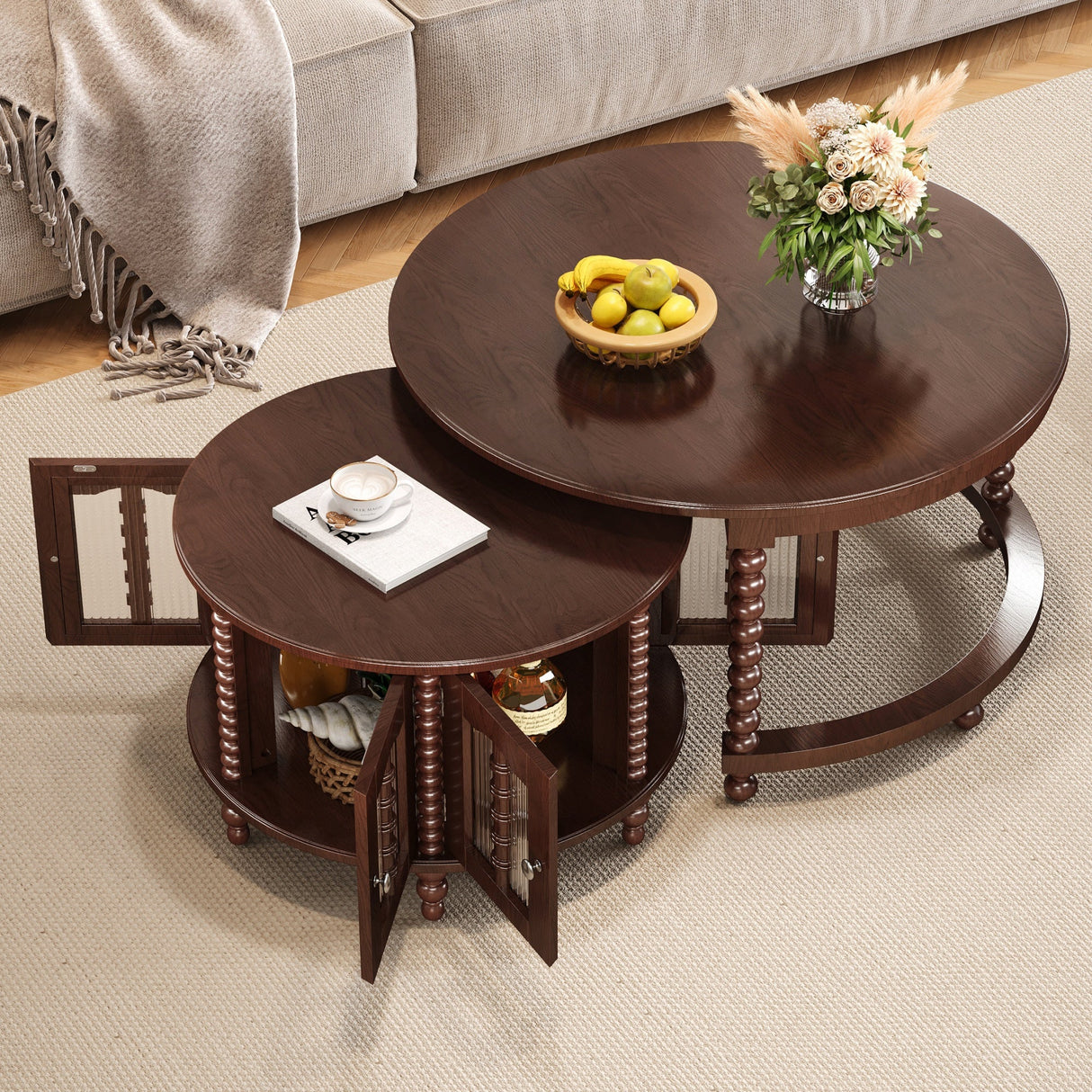 Vintage Round Nesting Coffee Table
