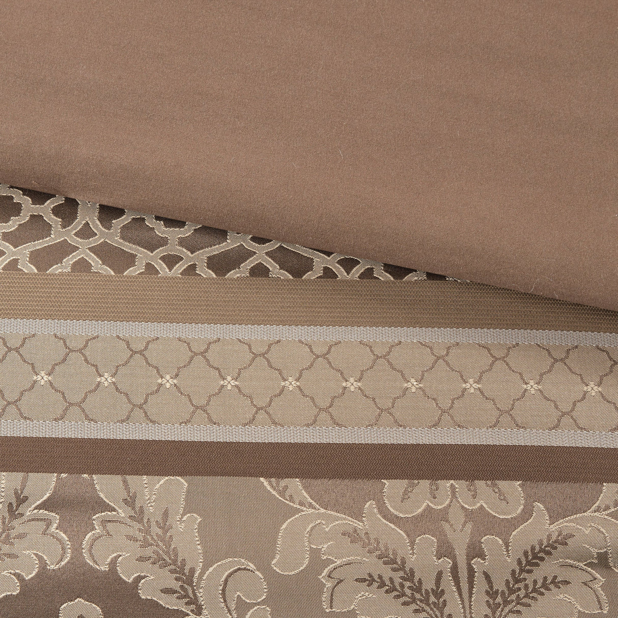 7 Piece Jacquard Comforter Set - Brown/Gold King