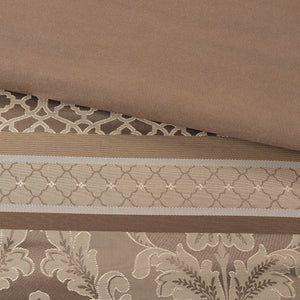 7 Piece Jacquard Comforter Set - Brown/Gold King