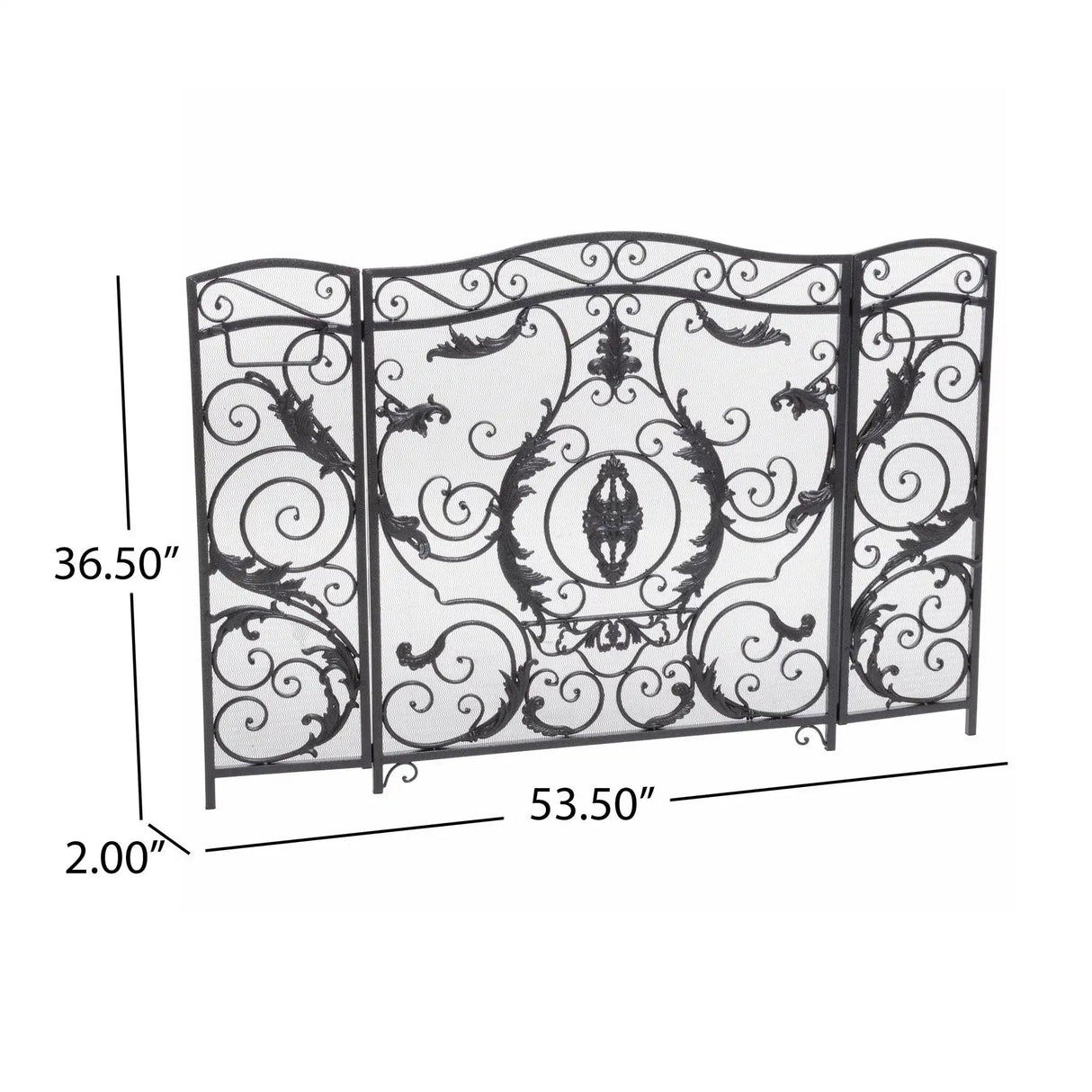 Mariella Traditional Floral Iron Fireplace Screen With Ornate Design