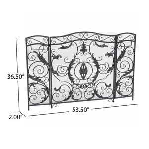 Mariella Traditional Floral Iron Fireplace Screen With Ornate Design