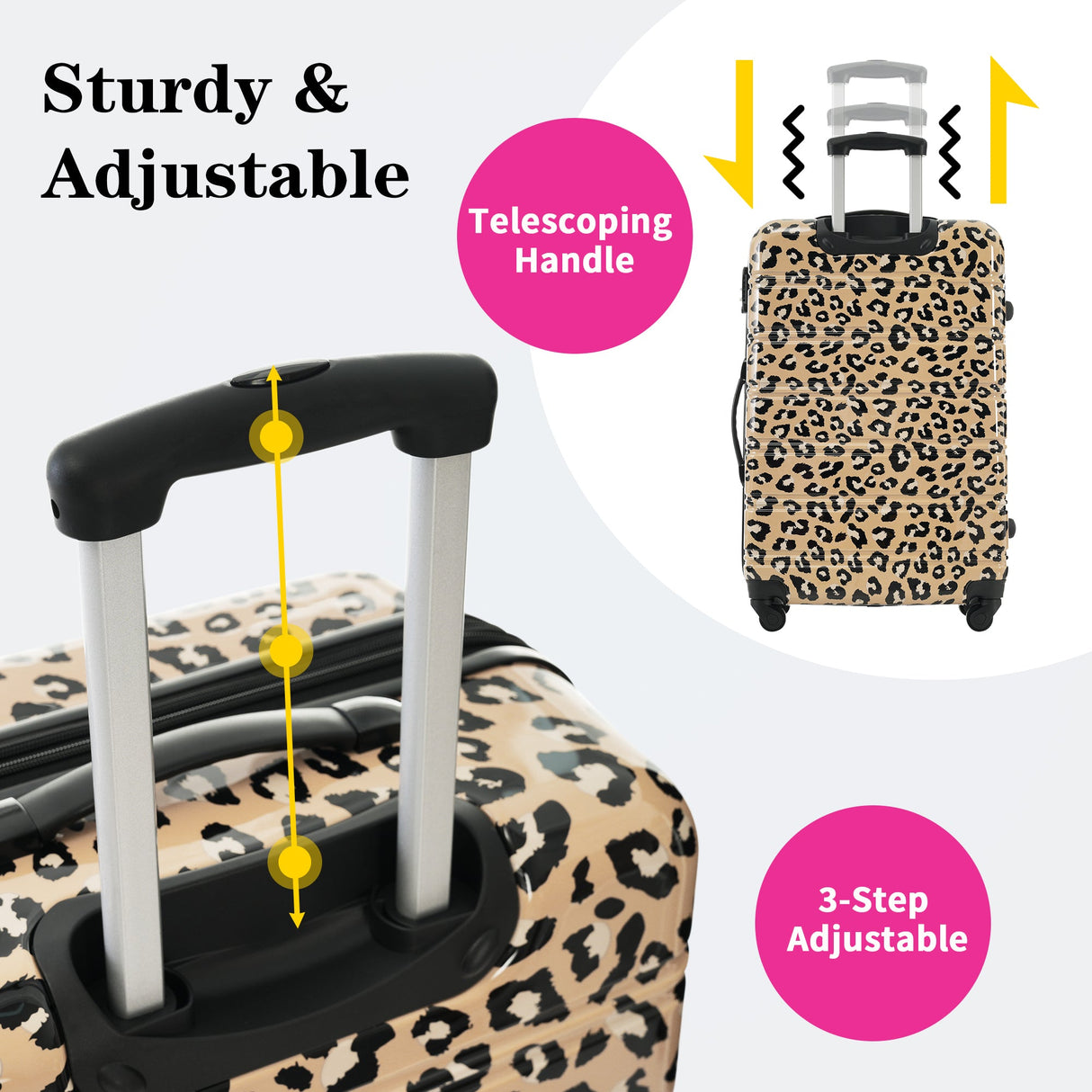 Hardshell Luggage Sets 3 pcs Spinner Suitcase with TSA Lock Lightweight Luggages