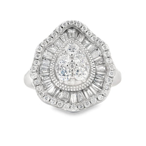 Genuine Cubic Zirconia Ring Sterling Silver