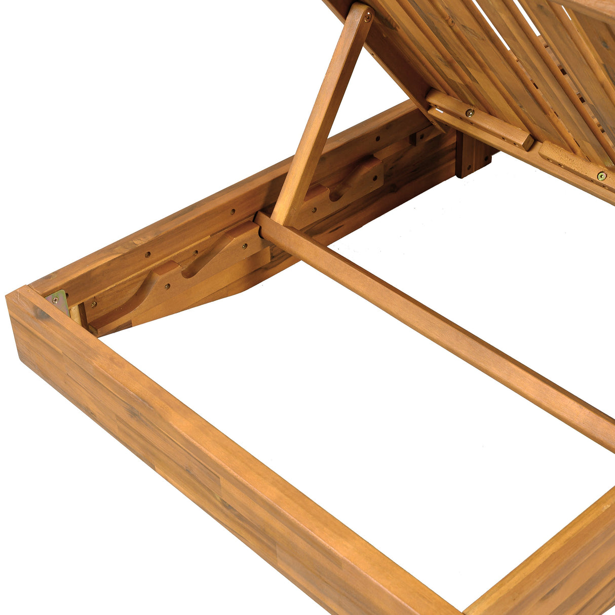 Acacia Wood Chaise Lounge with Teak Finish and Water-Repellent Cushion
