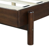 Premium Rubber Wood Platform Bed Frame King Size with Light Grey Headboard