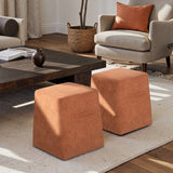 Oliver 16' Tapered Square Upholstered Ottoman, Spice Orange Fleeced Teddy