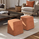 Oliver 16' Tapered Square Upholstered Ottoman - Spice Orange Fleeced Teddy