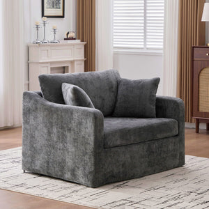 Farmhouse Accent Chair With 2 Bolster Pillows