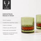 Admiral cut crystal rocks glasses in green viski®