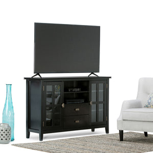 Handcrafted Tall TV Media Stand with Glass Doors and Storage - Multiple Colors