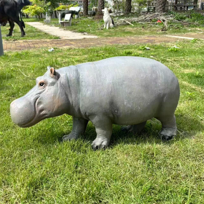 12.6'' Weather Resistant Hippopotamus Garden Statue