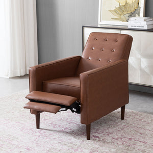 Mid-Century Modern Recliner With Button Tufted Waffle Stitch