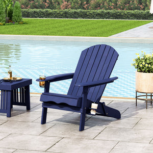 Zenithia Outdoor Foldable Adirondack Chair with 2 Cup Holders, Blue