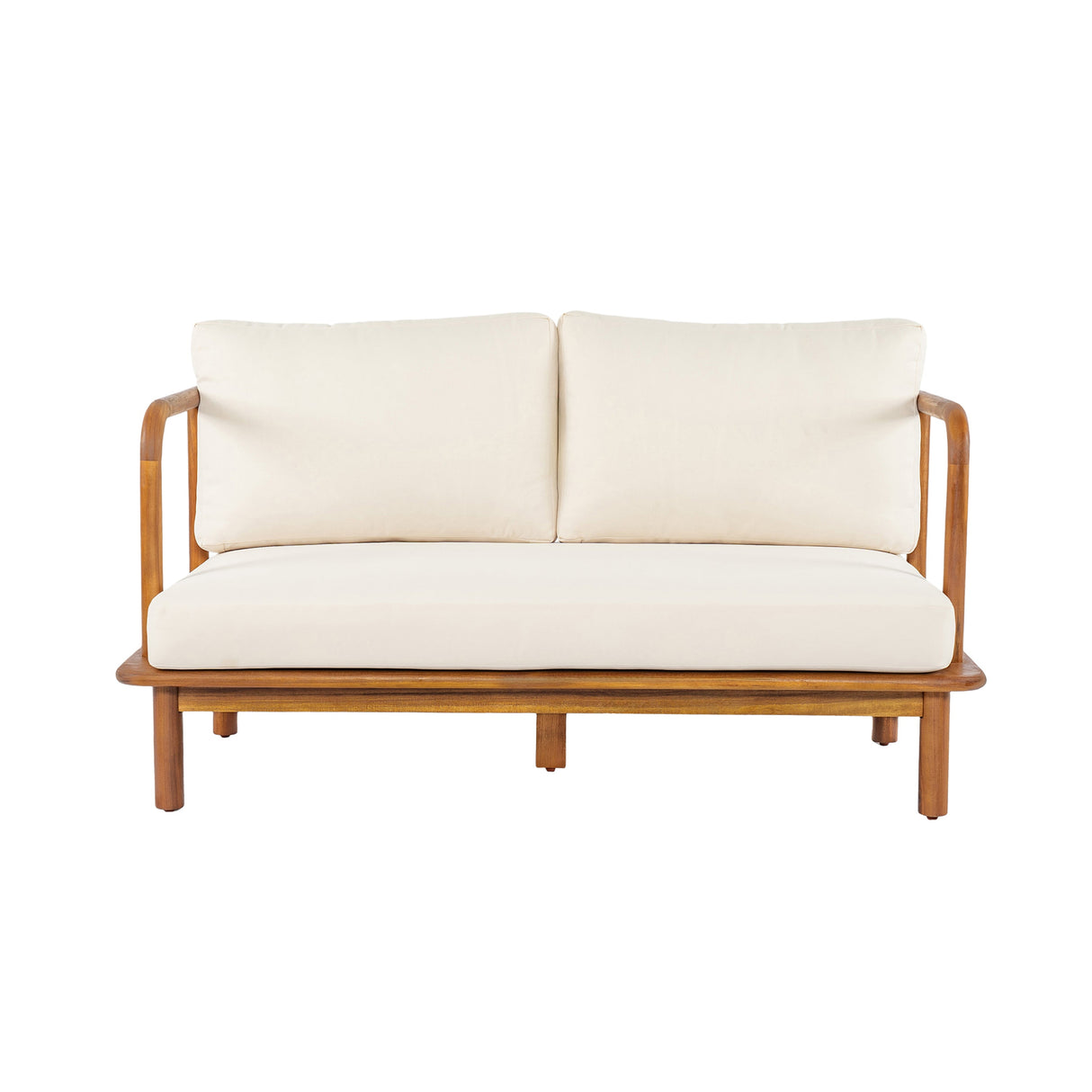 Canape 4-Pieces Acacia Conversation Set with Cream Cushion, Teak