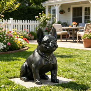 Outdoor French Bulldog Garden Sculpture