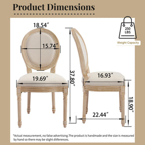 French Country Dining Chairs Set of 2 with Upholstered Round Back