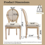 French Country Dining Chairs Set of 2 with Upholstered Round Back