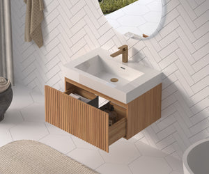 30" Bathroom Vanity with Sink - Wall Mounted Floating Cabinet
