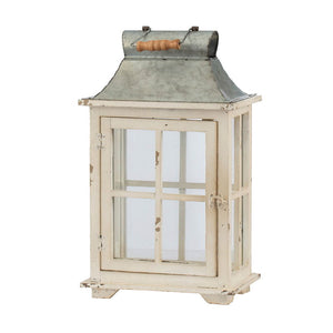 Wooden Candle Lantern Decorative, Hurricane Lantern Holder Decor For Indoor Outdoor, Home Garden Wedding - Ivory