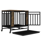 Wooden Dog House Dining Table with Iron Door