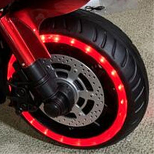 Kids 12V Motorcycle With Training Wheels, Manual Throttle, And Lighting Wheels For Boys And Girls Ages 3-6 - Red