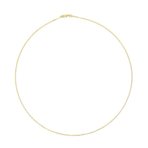 Solid 14K Yellow Gold 0.75mm Classic Box Chain Necklace. Unisex Chain - Size 16 Inches