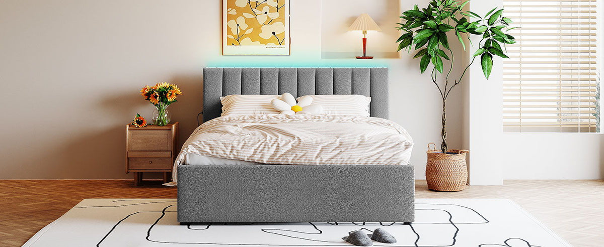 Upholstered Platform Bed With Trundle