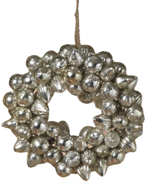 Handblown  Silver Glass Ornament Wreath