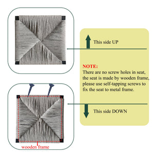 Gray Set of 2 Hand Weave Bar Stools with Back