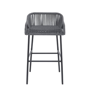 La Push Outdoor Patio Dark Gray Rope Barstool (Set of 2)