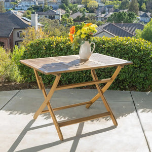 Blissique Outdoor Foldable Wood Dining Table with Slat Design