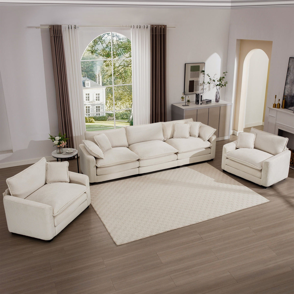 Elegant Oversized Sectional Sofa Set With Deep Seats And Flexible Layout